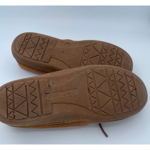 Minnetonka Mens Suede Moccasin Slippers Brown Faux Fur Lined Size 9 Heritage main image 7